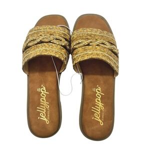 Jellypop Pucci Womens 6M Woven Slide Sandals‎ Brown Boho Summer Casual NWOT
